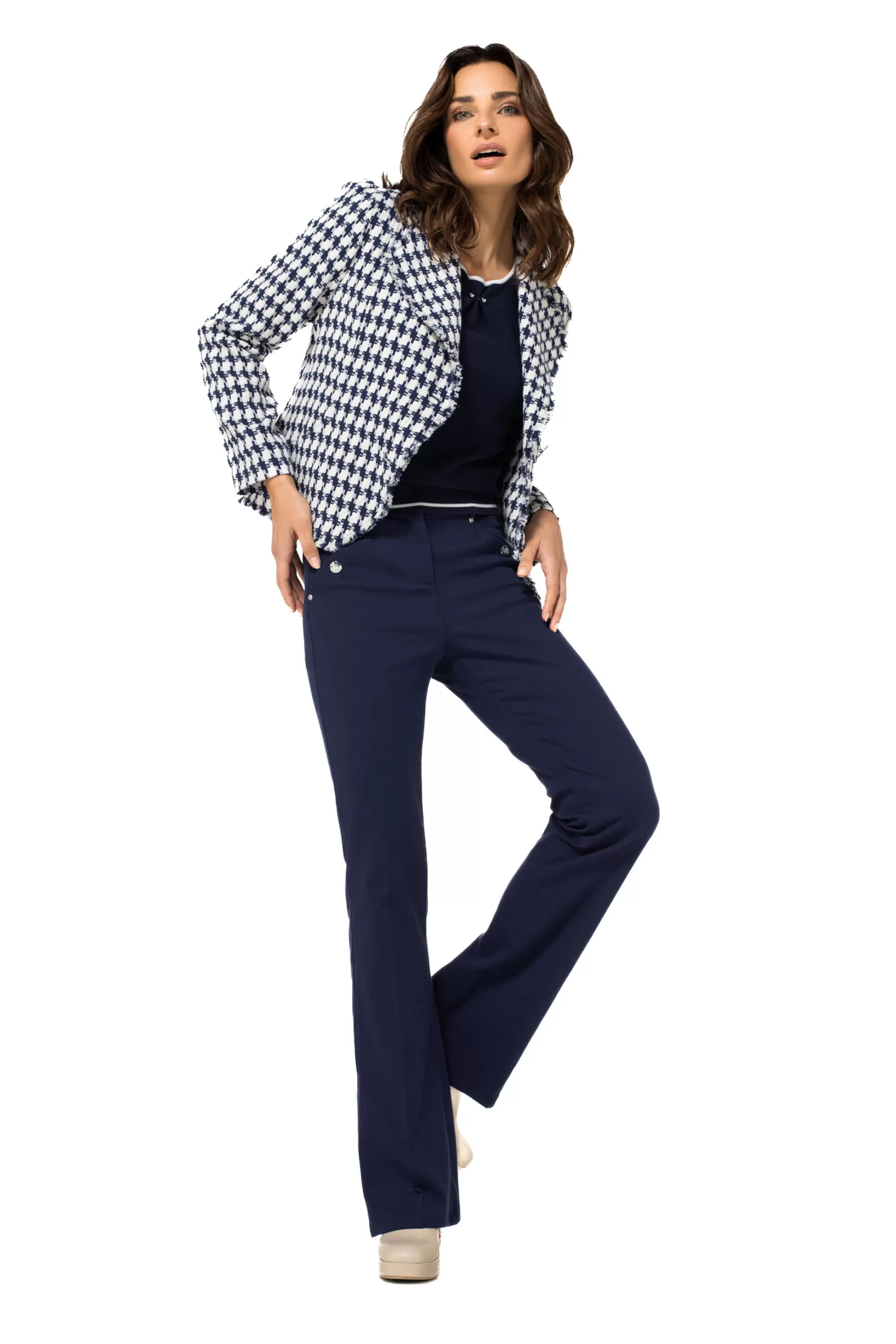Caroline Biss Pulls*1248-21 / Fijn Gebreide Bicolor Pull