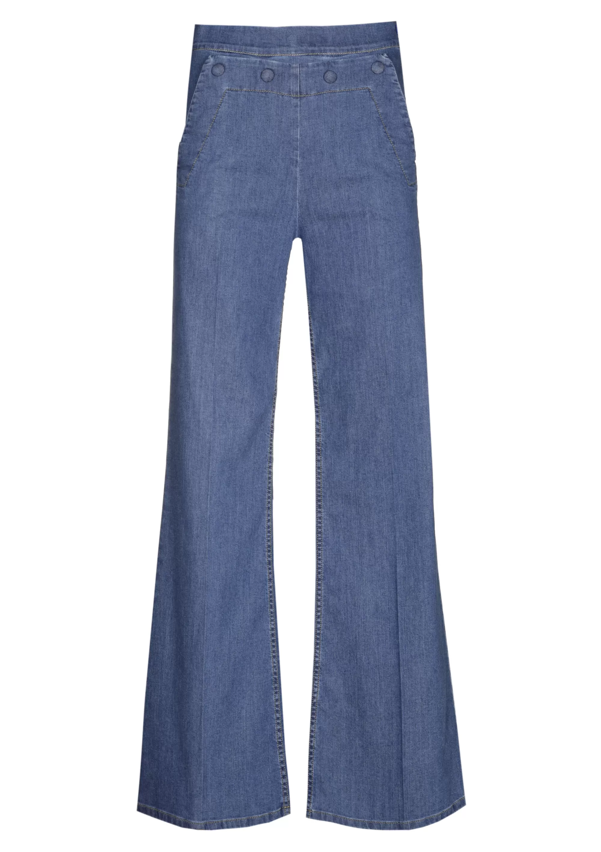 Caroline Biss Broeken*1515-24 / Soepelvallende Geklede Jeans, Wijd Been, Normal Waist