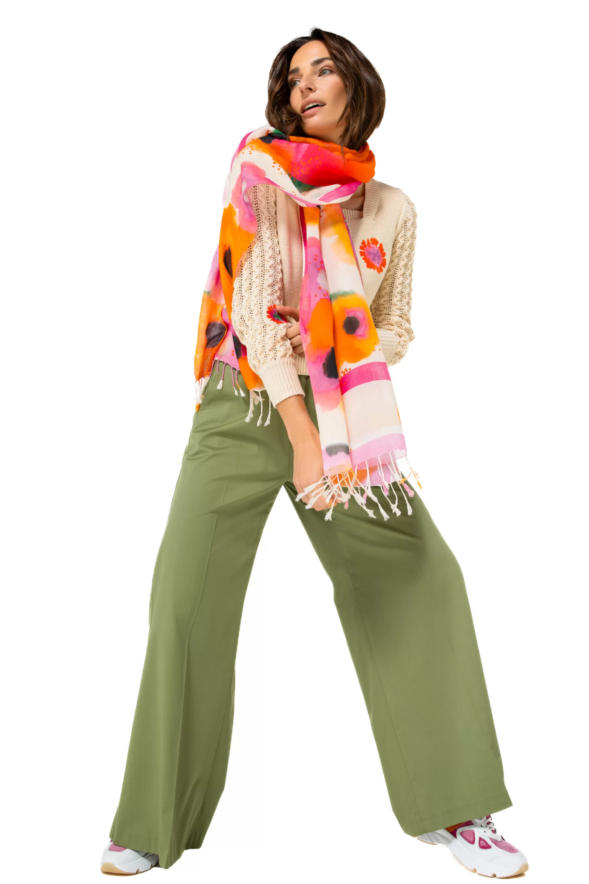 Caroline Biss Broeken*1569-60 / Comfortabele Wijde Broek In Katoen, Normal Waist